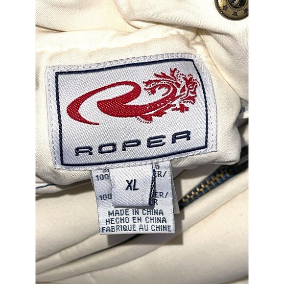 Roper Reversible Quilted Puffer Vest Size XL White Blue Embroidered Western Barn - Picture 10 of 11